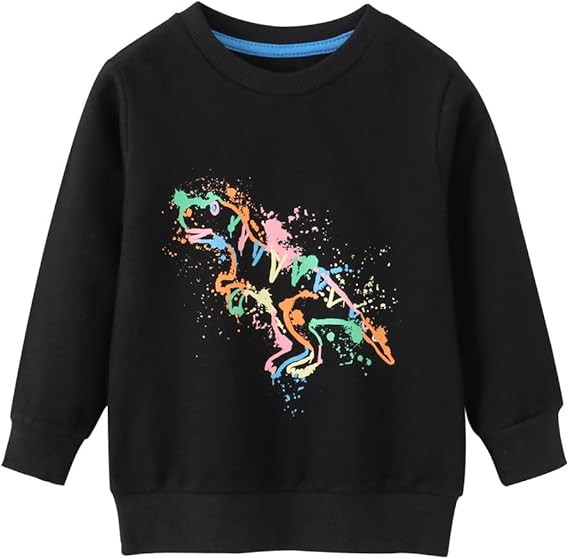 Toddler Boys 3 Pack Cotton Pullover Crewneck Sweatshirt Long Sleeve Cartoon Shirt Sweaters Tops