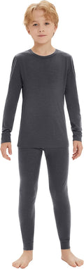 Unisex Kids 100% Merino Wool Base Layer Set Lightweight Thermal Underwear Sets for Girls and Boys