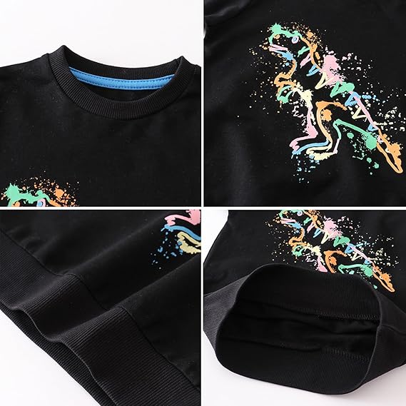 Toddler Boys 3 Pack Cotton Pullover Crewneck Sweatshirt Long Sleeve Cartoon Shirt Sweaters Tops